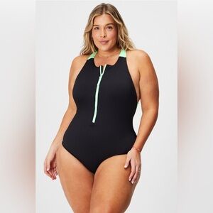 Fabletics Zip-Front Racerback Shaping One-Piece Swimsuit Sz 3x